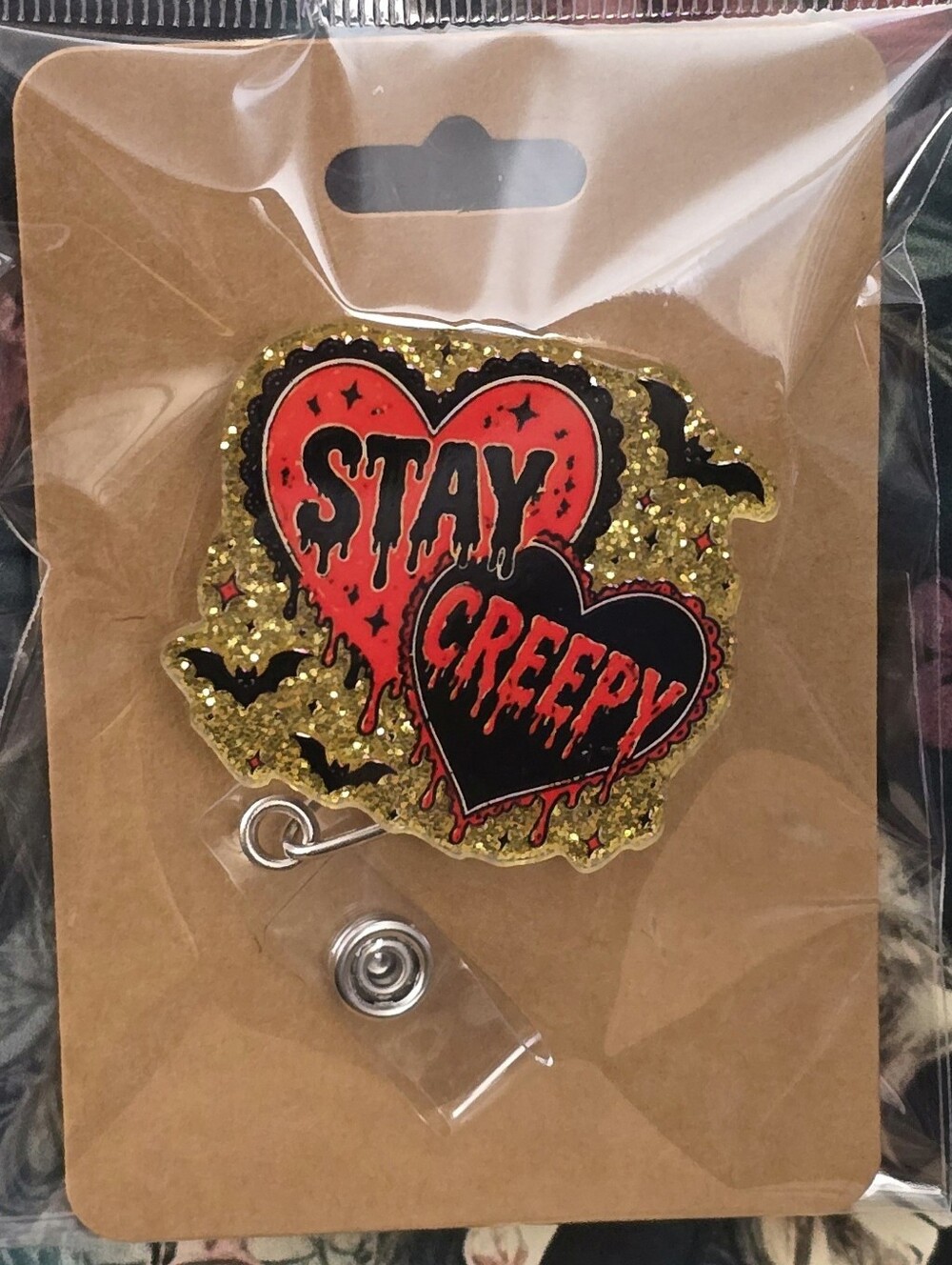 Stay Creepy Halloween Novelty Acrylic Badge Reel